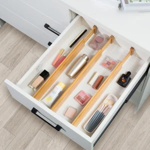 Expandable Drawer Dividers – 12.6” to 22.8” Adjustable Kitchen Drawer Organizers for Utensils, Cutlery, Spoons & Cooking Tools